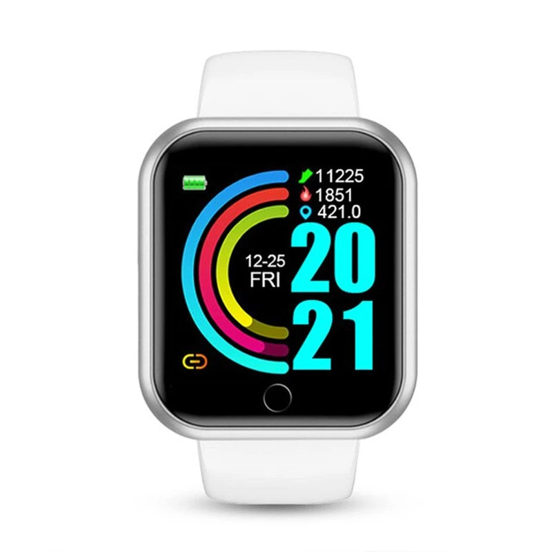 Silver smart watch for women and men with Bluetooth, fitness tracking, sleep monitor, music control, digital display, sport bracelet