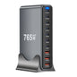 Silver BackupMyFilesNow.com 765W multi-port power station portable charger with multiple USB and power outlets for tablets, laptops, and iPhones.