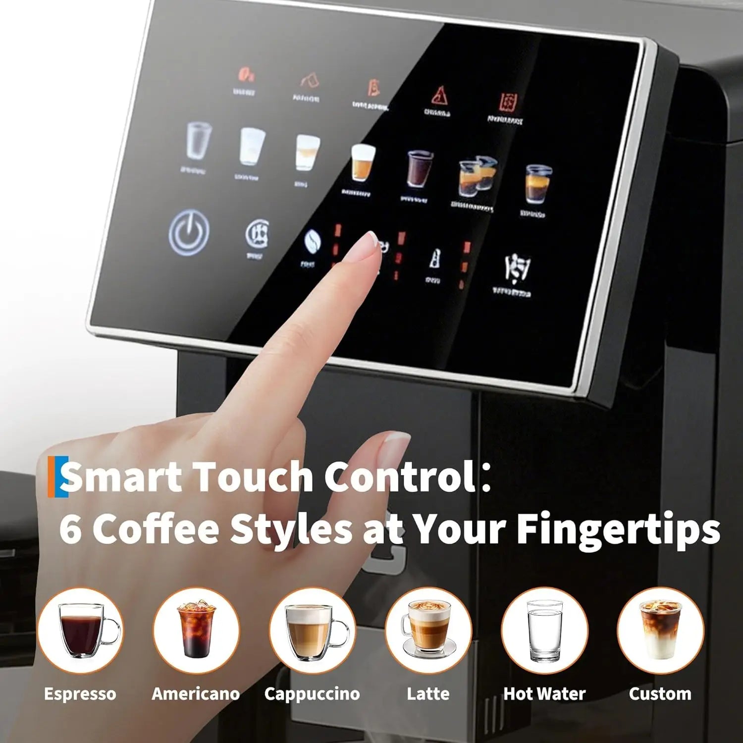 Silver 3rd-Gen Espresso Coffee Maker with milk frother, removable brewer, grinder, adjustable settings, and detachable milk tank.