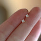 925 silver needle small stud earrings with round cubic zirconia, minimalist design, perfect gift for her