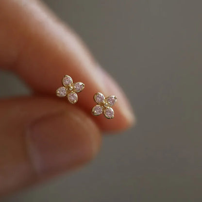 925 silver needle small stud earrings with round cubic zirconia, minimalist jewelry perfect for gifting her.