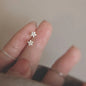 925 silver needle stud earrings with round cubic zirconia, minimalist design, small size, ideal gift for her.