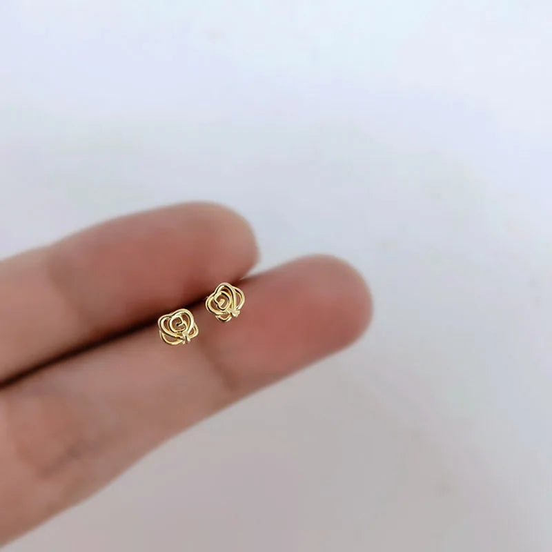 925 silver needle small stud earrings with round cubic zirconia, minimalist design, perfect gift for her.