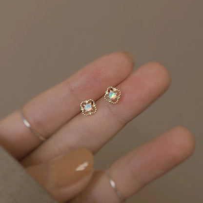 925 silver needle small round cubic zirconia stud earrings, minimalist jewelry for women, simple elegant gift idea