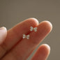 925 silver stud earrings with round cubic zirconia, minimalist small needle design, perfect gift for her