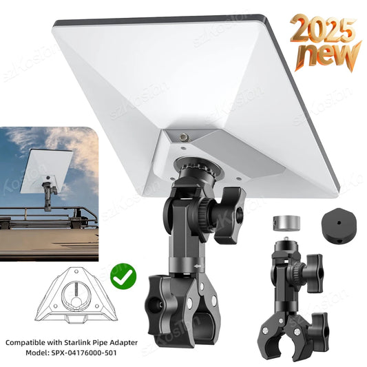 Silvery BACKUPMYFILESNOW.COM® Starlink Mini SPX-04176000-501 adjustable pole mount clamp for RV, yacht, or camper installation