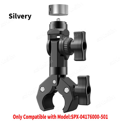 Silver adjustable pole clamp adapter mount for Starlink Mini, compatible with RVs, yachts, and campers, by BACKUPMYFILESNOW.COM®.