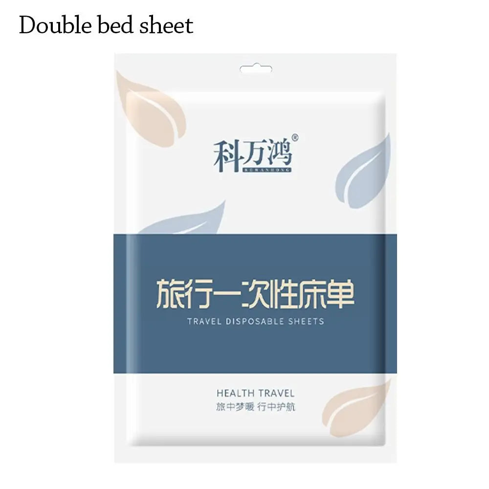 Disposable bedding set with duvet cover and pillowcases, thickened non-woven sheets, designed for travel and dirt-proof use.