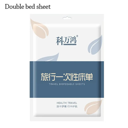 Disposable bedding set with duvet cover and pillowcases, thickened non-woven sheets, designed for travel and dirt-proof use.