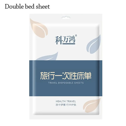 Disposable bedding set with duvet cover and pillowcases, thickened non-woven sheets, designed for travel and dirt-proof use.