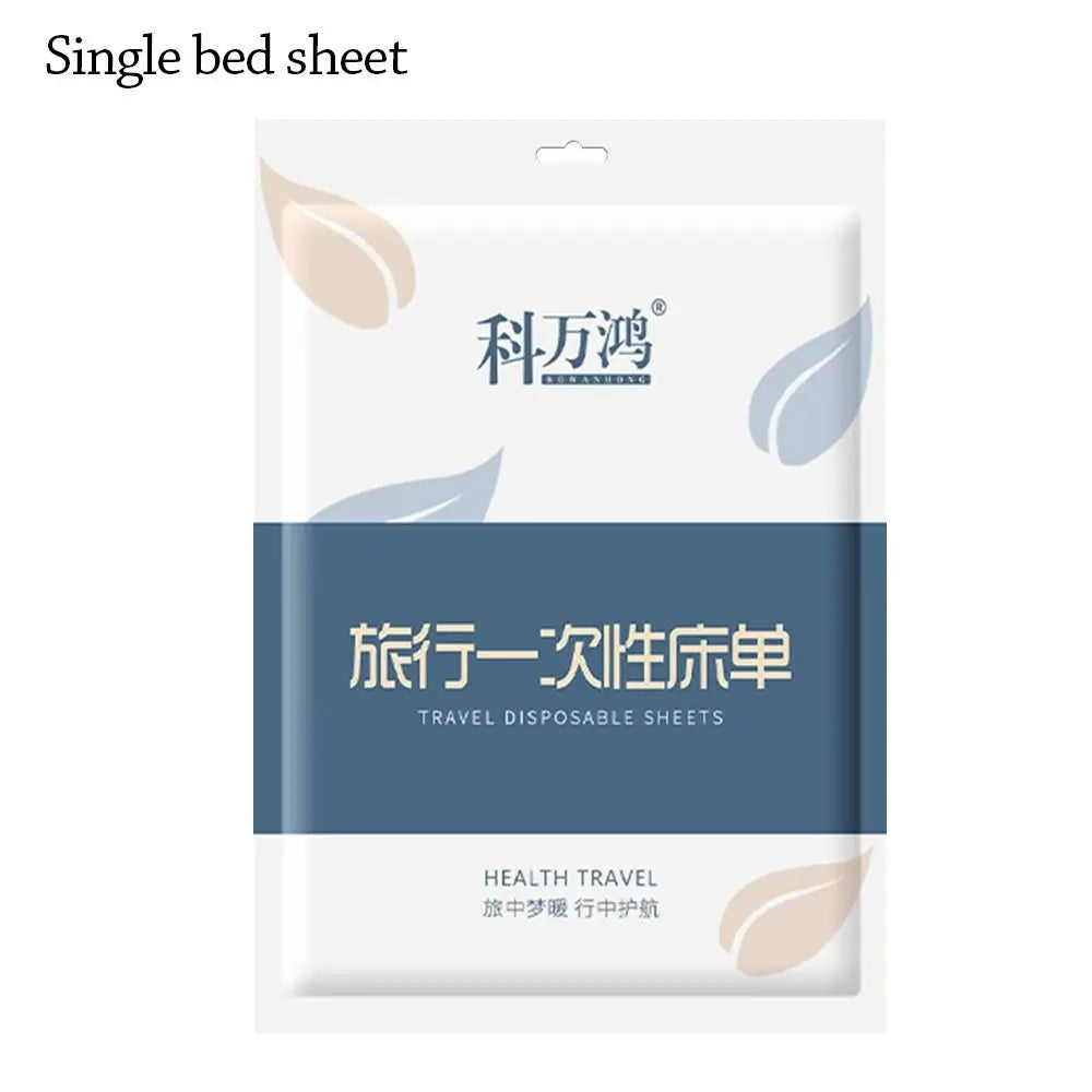 Disposable bed sheet and pillowcase set from BACKUPMYFILESNOW.COM®, includes duvet cover and non-woven isolation sheets for travel.