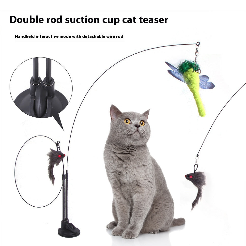 Cat Sucker Teaser Toy with a single stem flower design, used for playful feline entertainment and enrichment.