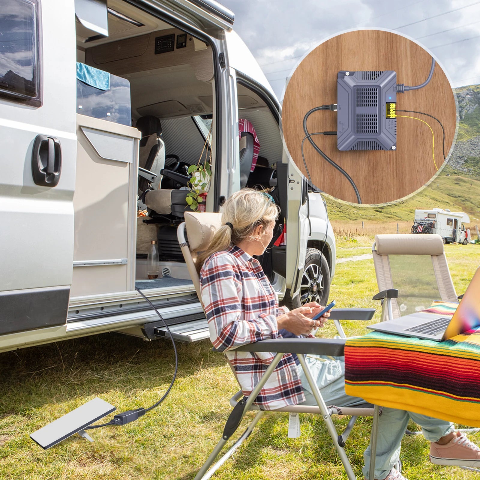 EDUP SK0091 Starlink Mini 12V Adapter Kit with 180W power, USB, Type-C, and ESD shield for reliable connectivity.