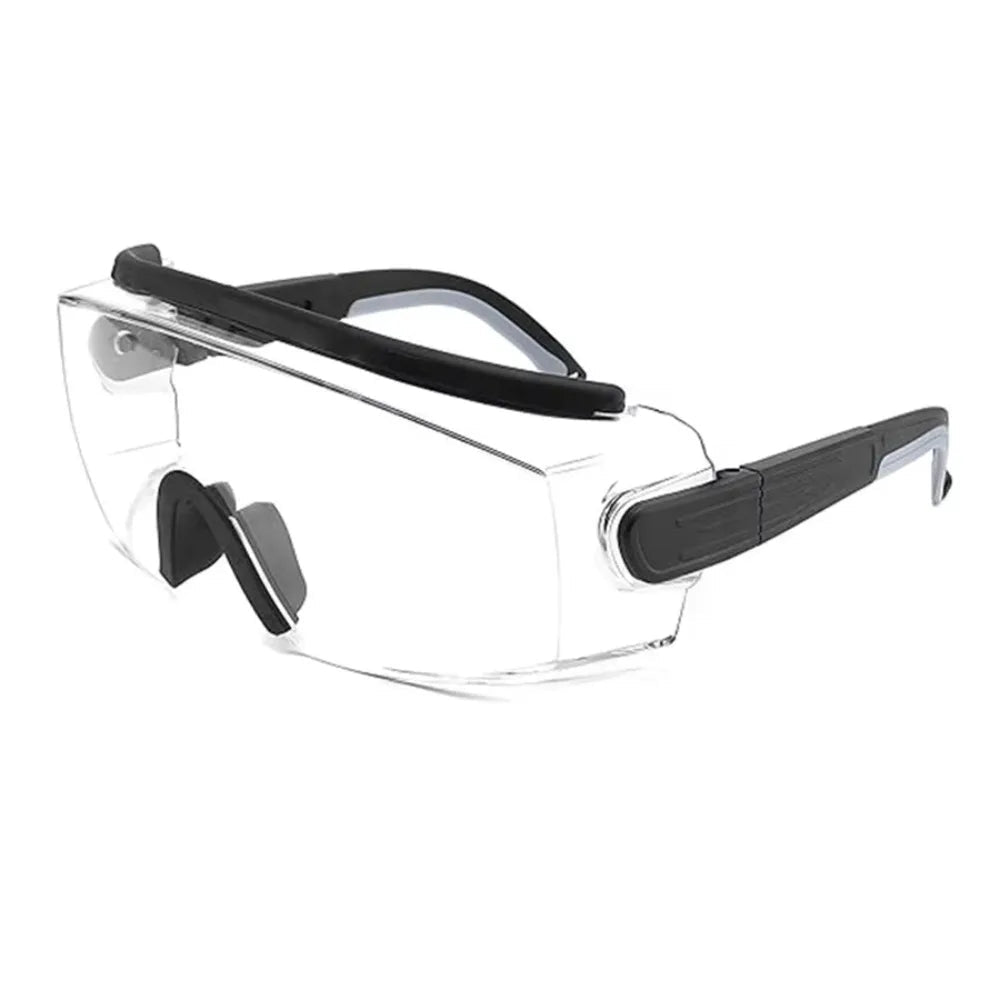 Sky-blue anti-fog dust safety goggles with adjustable frame, UV blocking, impact-resistant eye protection for surgery and dust protection.