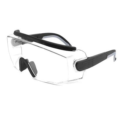 Sky-blue anti-fog dust safety goggles with adjustable frame, UV blocking, impact-resistant eye protection for surgery and dust protection.