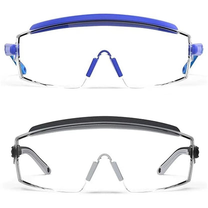 Sky blue BACKUPMYFILESNOW.COM® anti-fog dust safety goggles with adjustable frame, UV blocking, impact-resistant eye protection for surgery