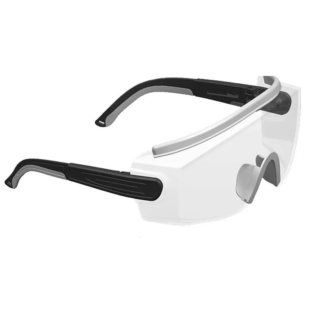 Sky blue BACKUPMYFILESNOW.COM safety goggles with anti-fog, impact-resistant frame, UV protection, and adjustable splash-proof design.