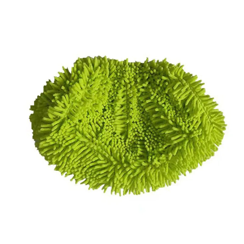 Green microfiber mop cloth replacement for Swiffer flat mop, absorbent and reusable household cleaning accessory.