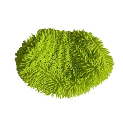 Green microfiber mop cloth replacement for Swiffer flat mop, absorbent and reusable household cleaning accessory.