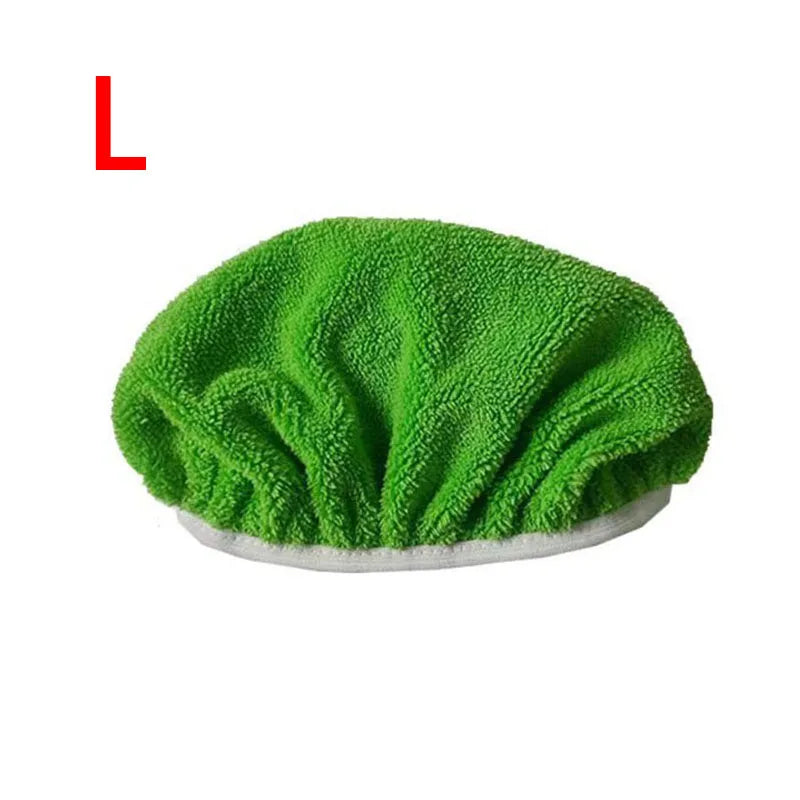 Green microfiber mop cloth replacement for Swiffer flat mop, absorbent and reusable household cleaning accessory.