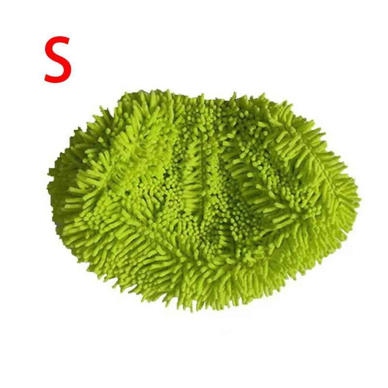 Green microfiber mop cloth replacement for Swiffer flat mop, absorbent and reusable household cleaning accessory.