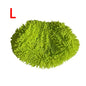 Green microfiber mop cloth replacement for Swiffer flat mop, absorbent and reusable household cleaning accessory.