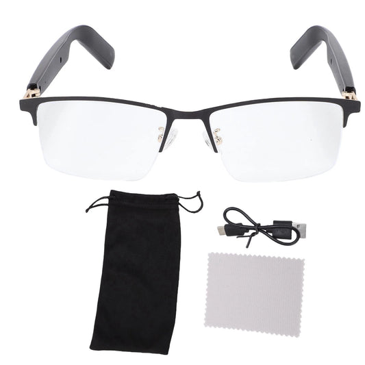 BackupMyFilesNow.com smart glasses with Bluetooth 5.4, built-in mic and speaker, IP54 proof, blue light filter, voice control.