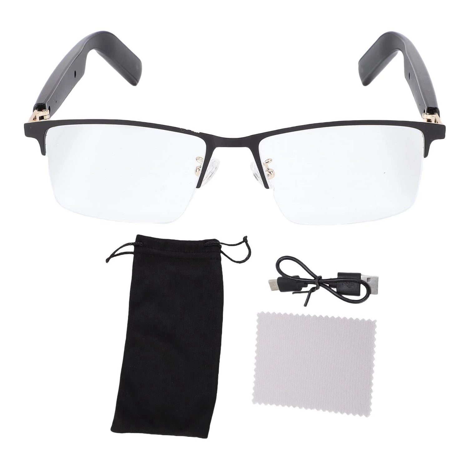 BackupMyFilesNow.com smart glasses with Bluetooth 5.4, built-in mic and speaker, IP54 proof, blue light filtering, voice control.