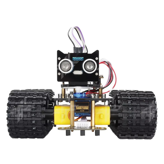 Smart tank car robot with line tracking, Bluetooth, and tracked chassis V2.0 kit for programmable projects.