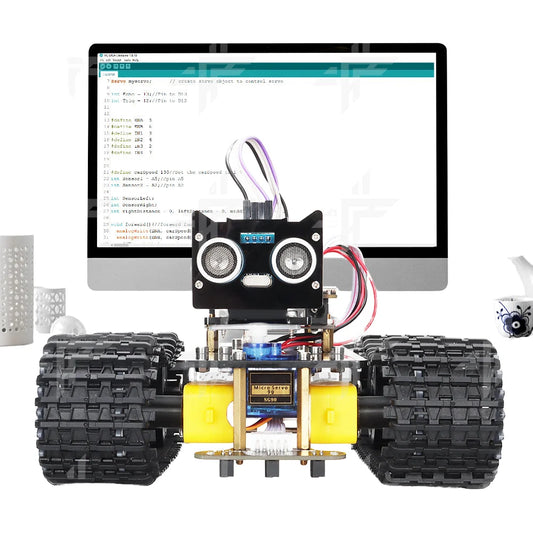 Smart Tank Car Robot by BackupMyFilesNow.com with line tracking, Bluetooth, and tracked chassis V2.0 for programmable projects.