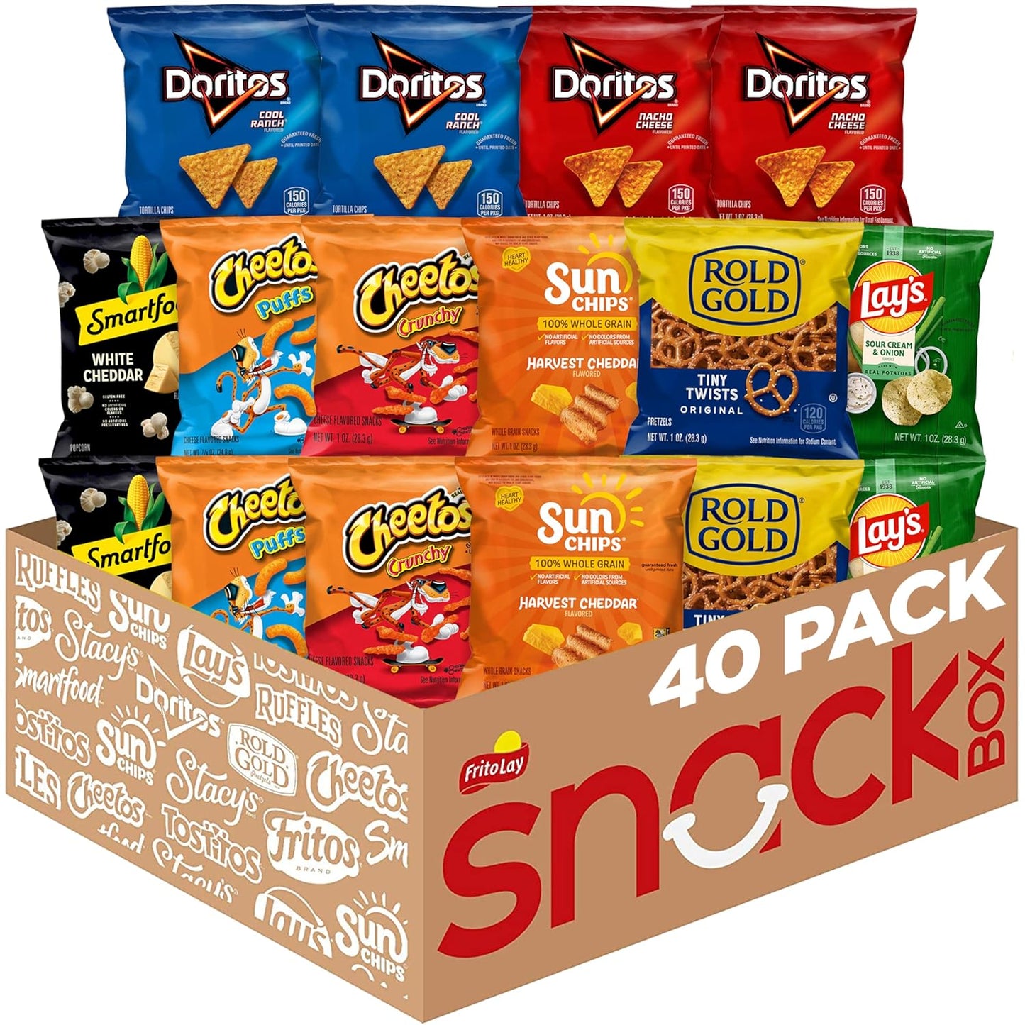 Assorted snack pack featuring Frito-Lay Fun Times Mix with backyard BBQ and variety snack flavors in a 40-count BACKUPMYFILESNOW.COM® pack.