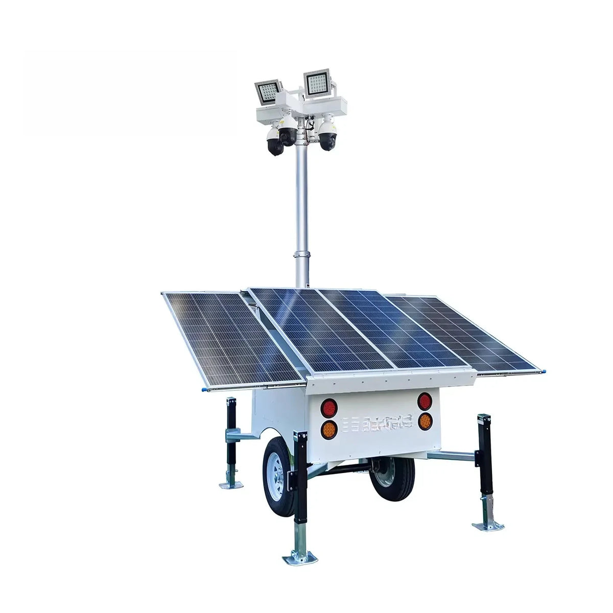 800W solar panel mobile monitoring trailer with security camera, wireless alarm, and cloud data storage for outdoor use by BACKUPMYFILESNOW.COM®