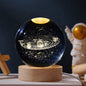 3D crystal ball night light LED lamp featuring glowing Saturn, planets, and moon, perfect as a bedside or birthday gift for children