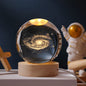 3D crystal ball night light depicting planets, Saturn, and moon, glowing LED galaxy lamp for bedside or children’s room decor