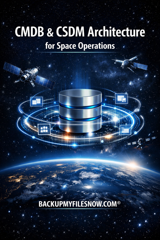 Space Services Division CMDB and CSDM architecture diagram for space operations by BACKUPMYFILESNOW.COM®.