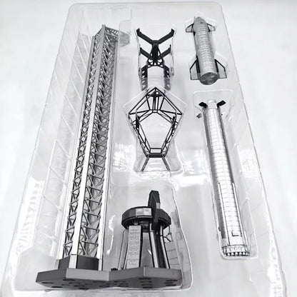 Metal model of SpaceX Starship and launch pad, 1:400 scale, for collection, display, and gift, by BACKUPMYFILESNOW.COM®.