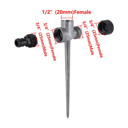 Garden rotating impact sprinkler with brass nozzle, 1/2" male thread, adjustable spray, ideal for lawn watering and irrigation.