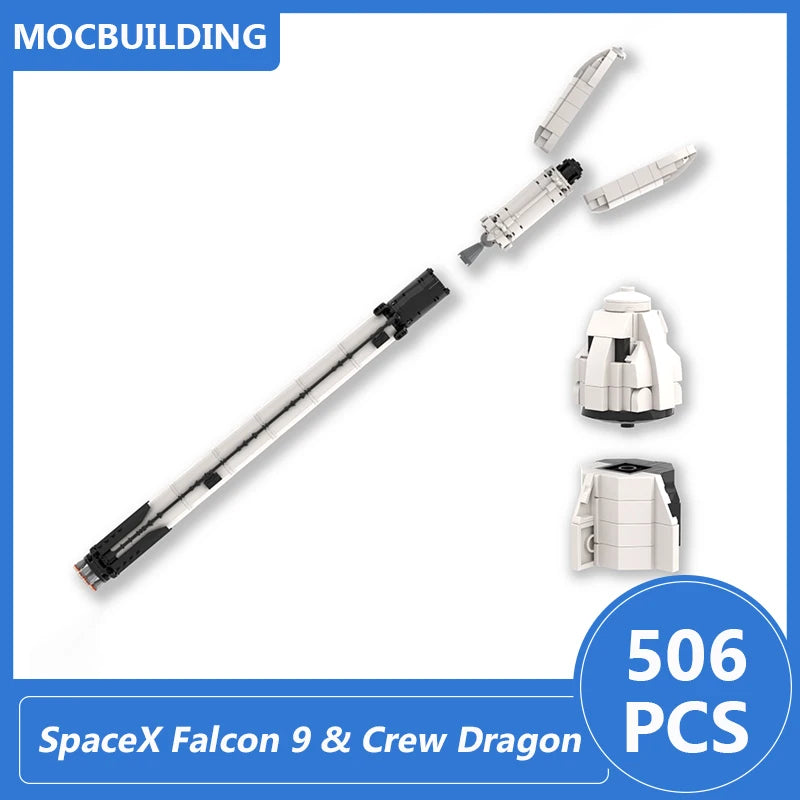 BackupsMyFilesNow.com SpaceX Falcon Heavy 1:110 scale model building blocks, DIY bricks for educational space-themed display and play