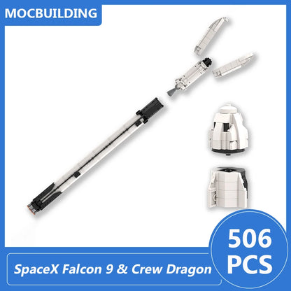 BackupsMyFilesNow.com SpaceX Falcon Heavy 1:110 scale model building blocks, DIY bricks for educational space-themed display and play