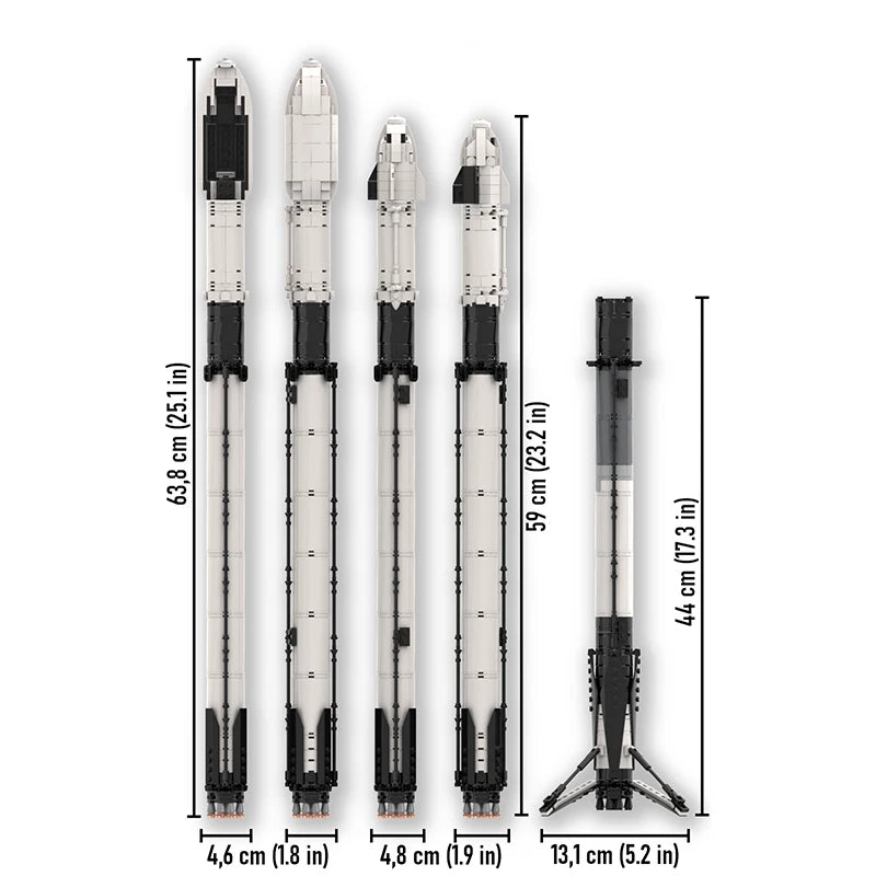 Backupsmyfile snow SpaceX Falcon Heavy 1:110 scale model building blocks DIY bricks for educational and creative space display.