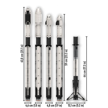 Backupsmyfile snow SpaceX Falcon Heavy 1:110 scale model building blocks DIY bricks for educational and creative space display.