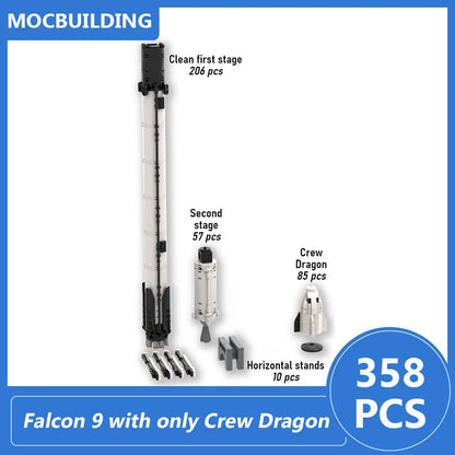 Detailed SpaceX Falcon Heavy 1:110 scale model building blocks by BACKUPMYFILESNOW.COM, featuring realistic design for educational display.