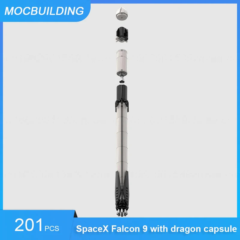 Back up my files now SpaceX Falcon Heavy series MOC building blocks toy set, featuring assembled spacecraft model for display and education.