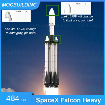 BackUpMyFilesNow SpaceX Falcon Heavy MOC building blocks set with 173 pieces, educational space-themed construction toy.