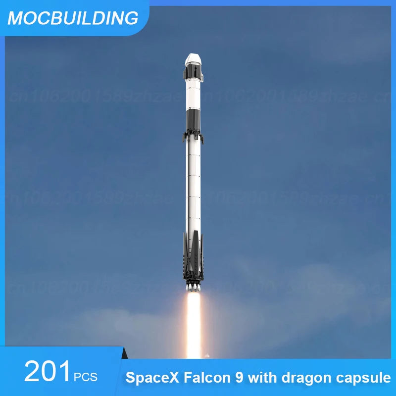 Back-upMyFilesNow SpaceX Falcon Heavy MOC building blocks set, featuring detailed spacecraft bricks for educational and creative display.