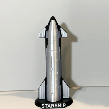 3D printed S24 Musk SpaceX Starship rocket model by BACKUPMYFILESNOW.COM, detailed NASA-style finished product.