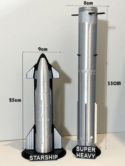 3D printed S24 Musk Space X Starship rocket model by BACKUPMYFILESNOW.COM®, detailed NASA-style finished space exploration replica