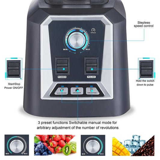 BioloMix professional kitchen smoothie blender with 2L BPA-free low-profile jar and ice crushing capability.
