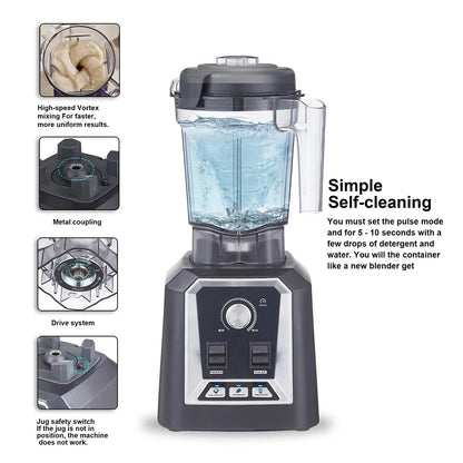 BioloMix professional kitchen smoothie blender with BPA-free 2L low-profile jar, food mixer, juicer, and ice crusher functions.