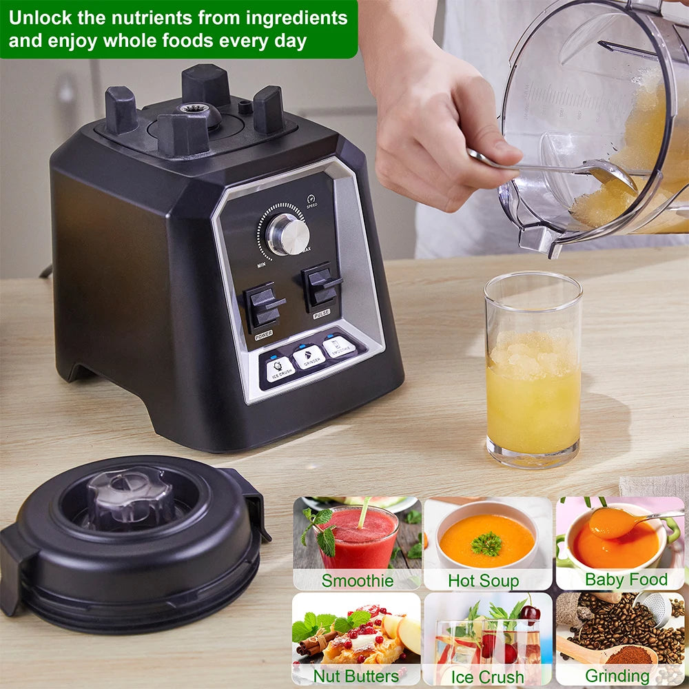 BioloMix professional kitchen smoothie blender with BPA-free 2L low-profile jar, food mixer, juicer, and ice crusher for smoothies.